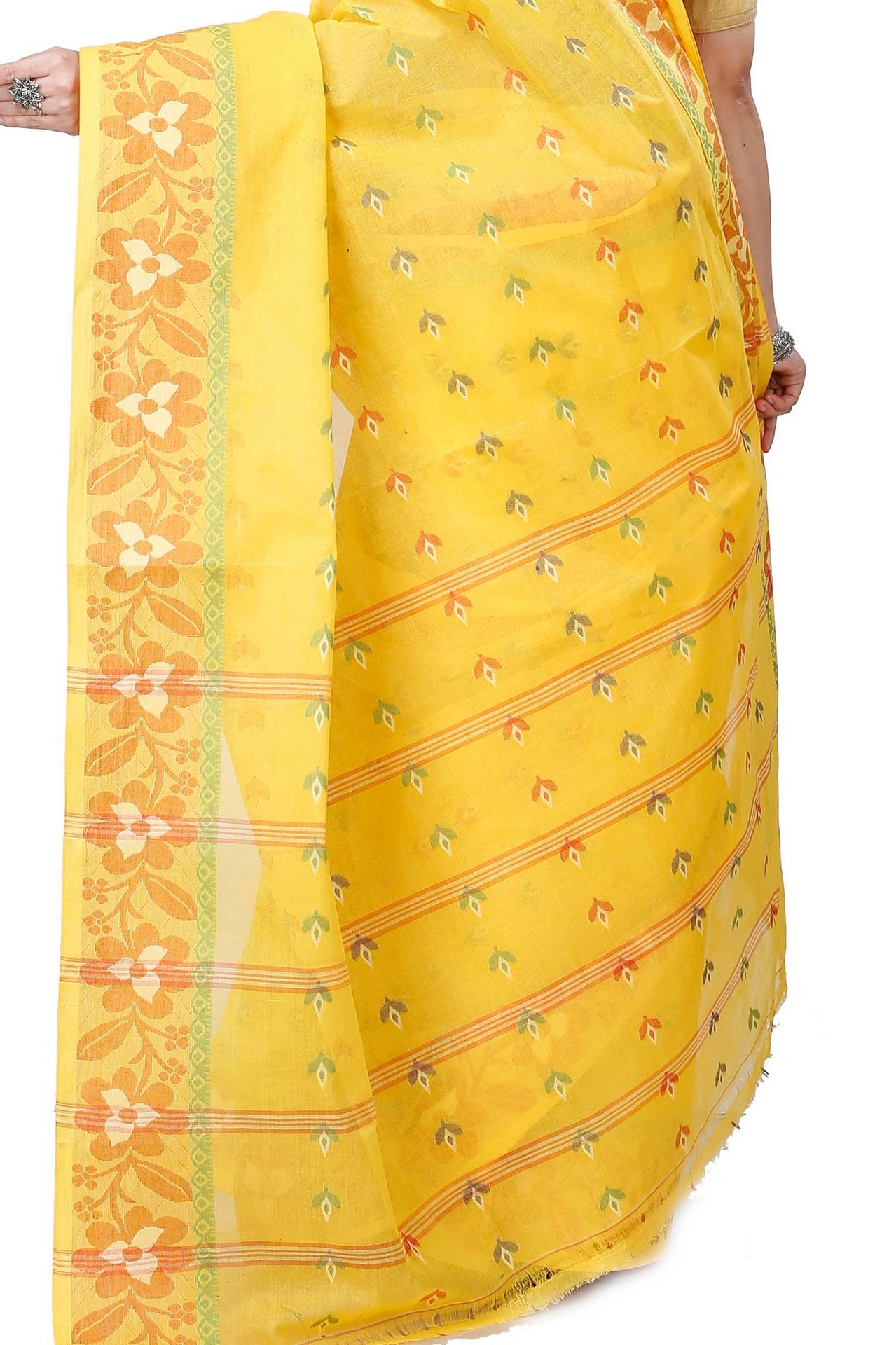 Yellow Pure Cotton Numan Tant Saree (1365)