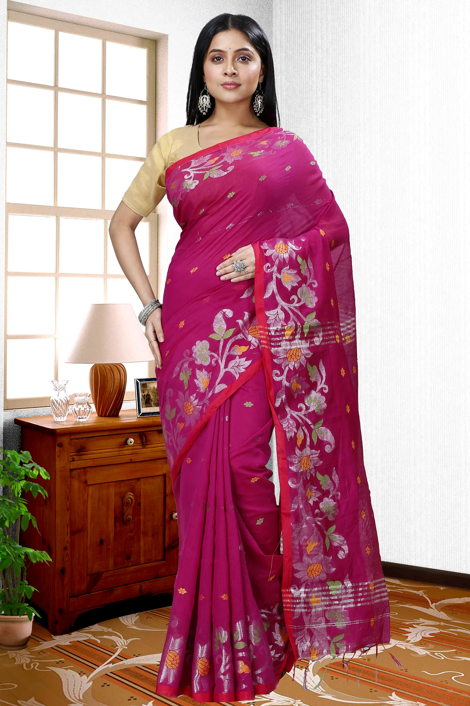 Parpel Blended Cotton Nisa Hand Loom Saree (1367)