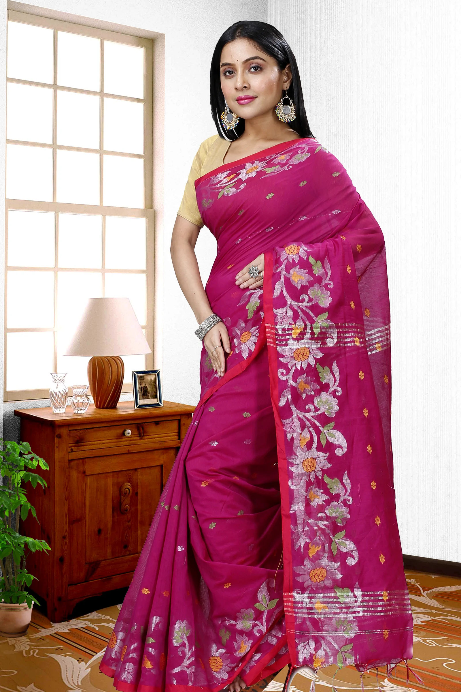 Parpel Blended Cotton Nisa Hand Loom Saree (1367)
