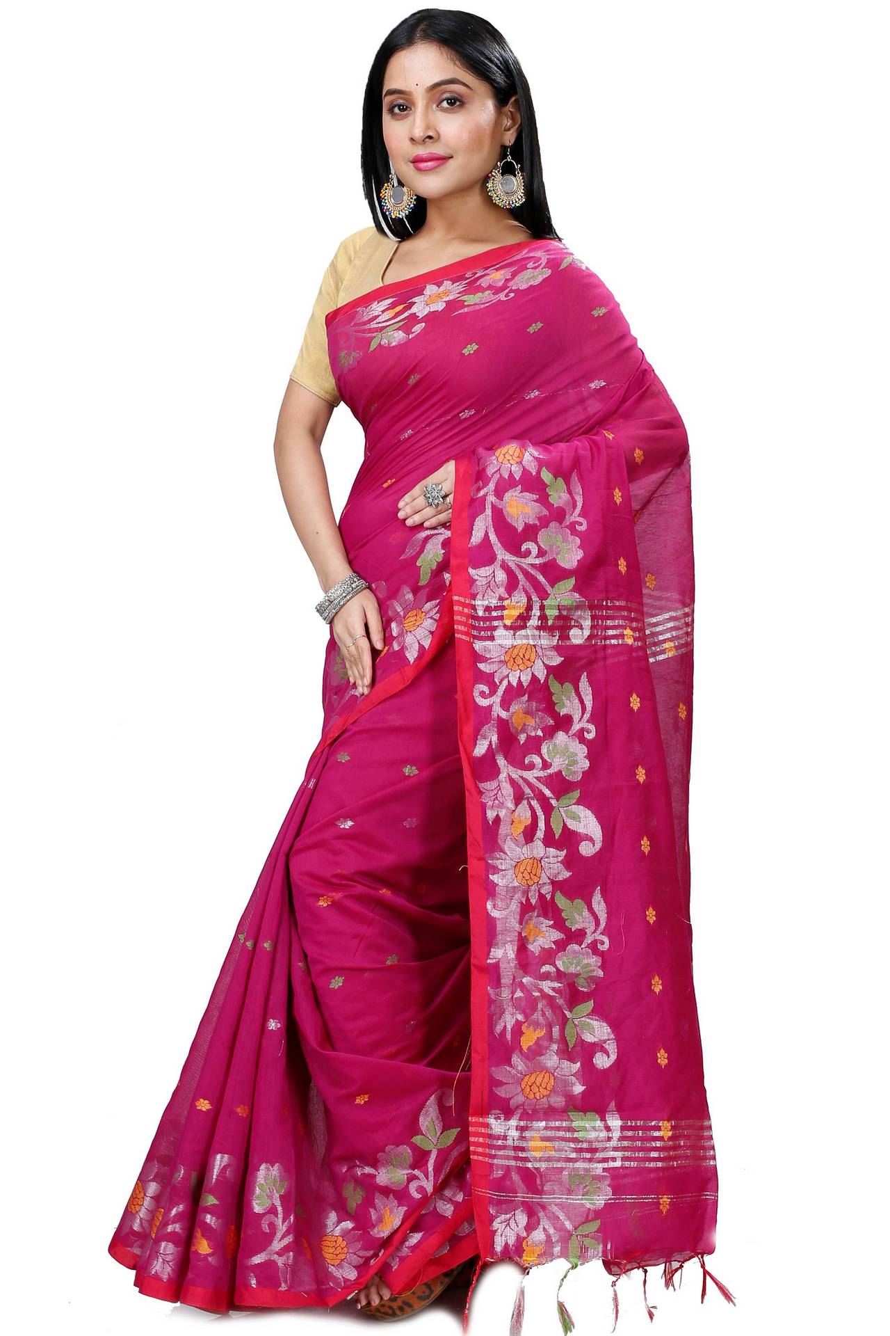 Parpel Blended Cotton Nisa Hand Loom Saree (1367)