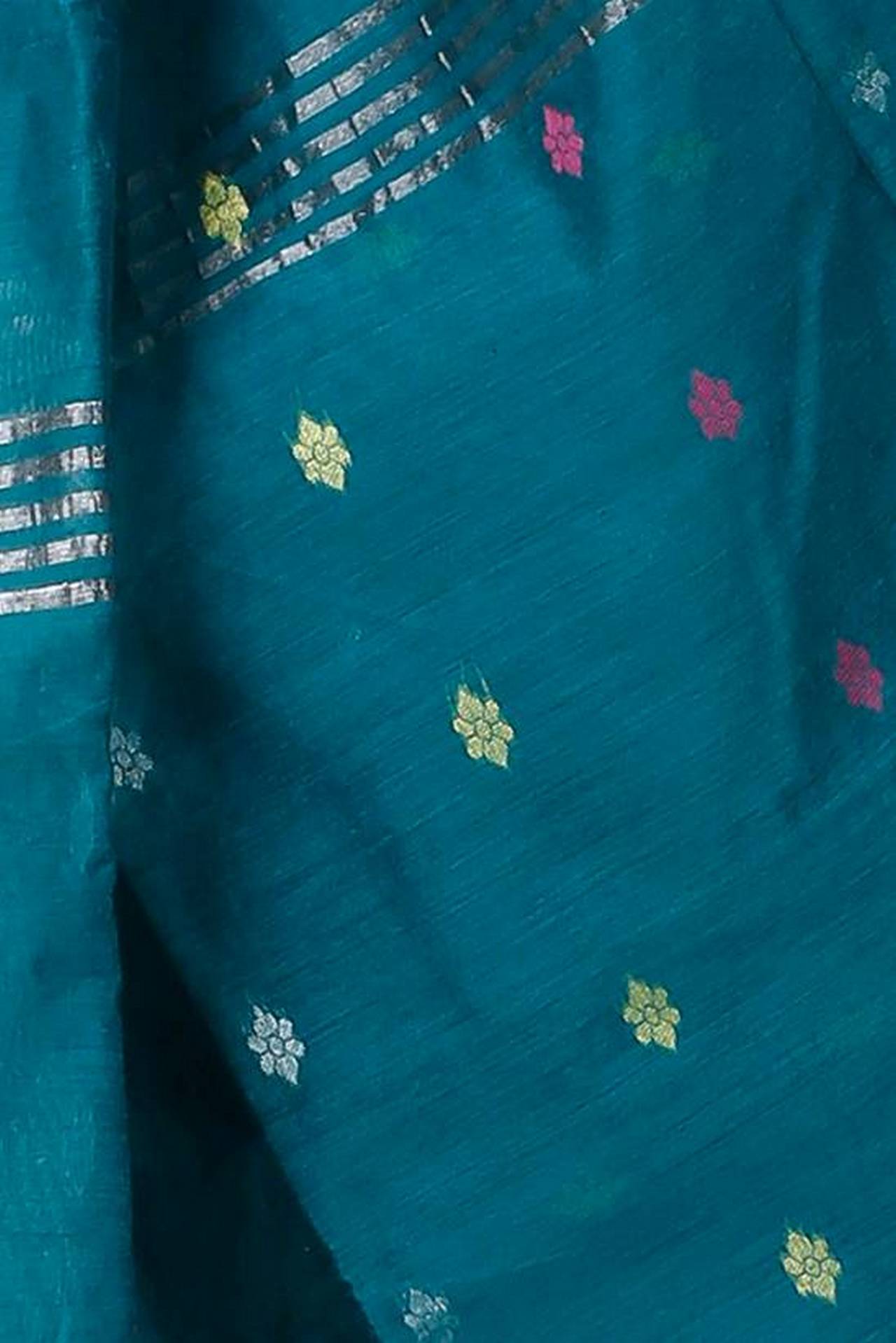 Dark Green Blended Cotton Nisa Hand Loom Saree (1369)