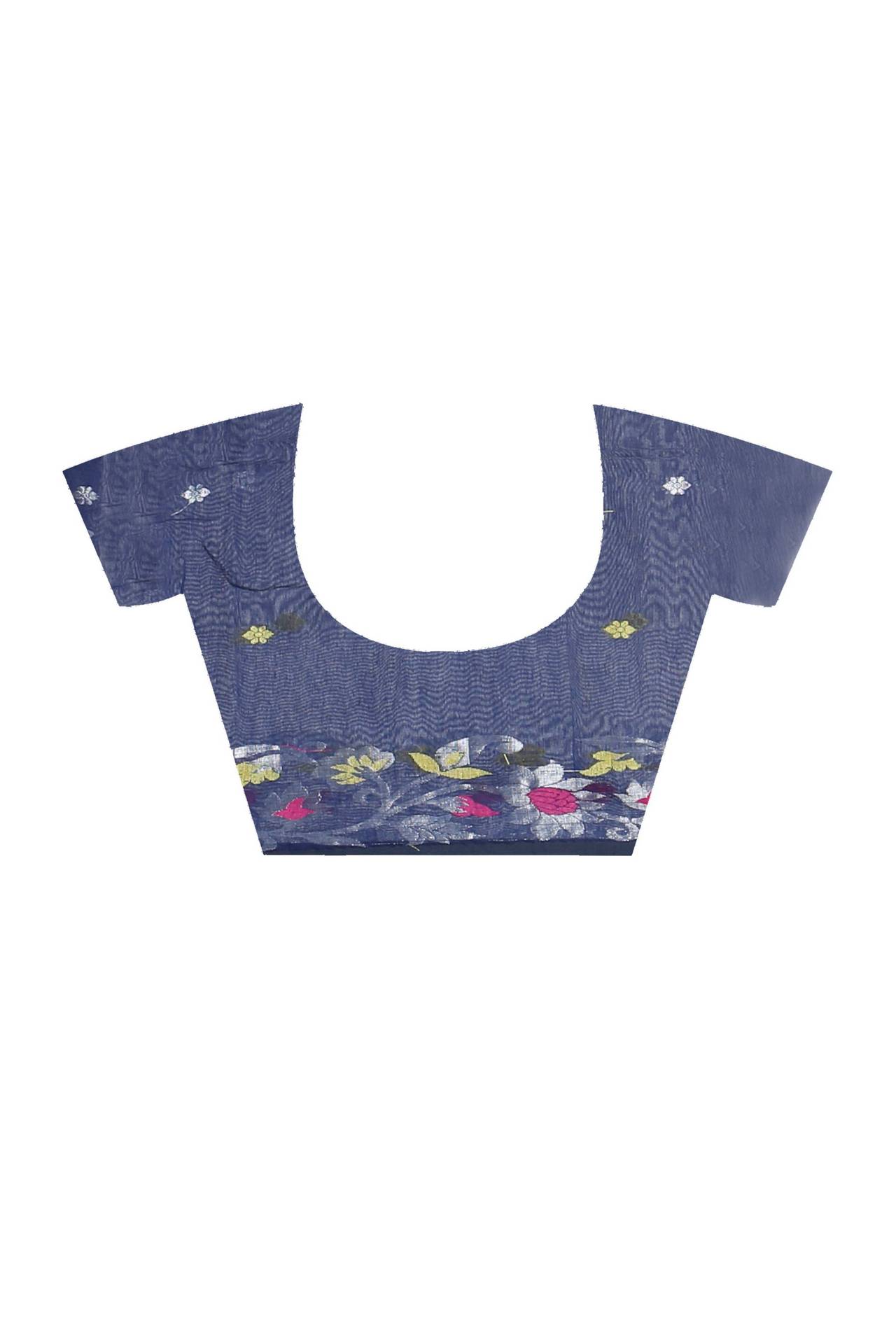 Dark Blue Blended Cotton Nisa Hand Loom Saree (1370)