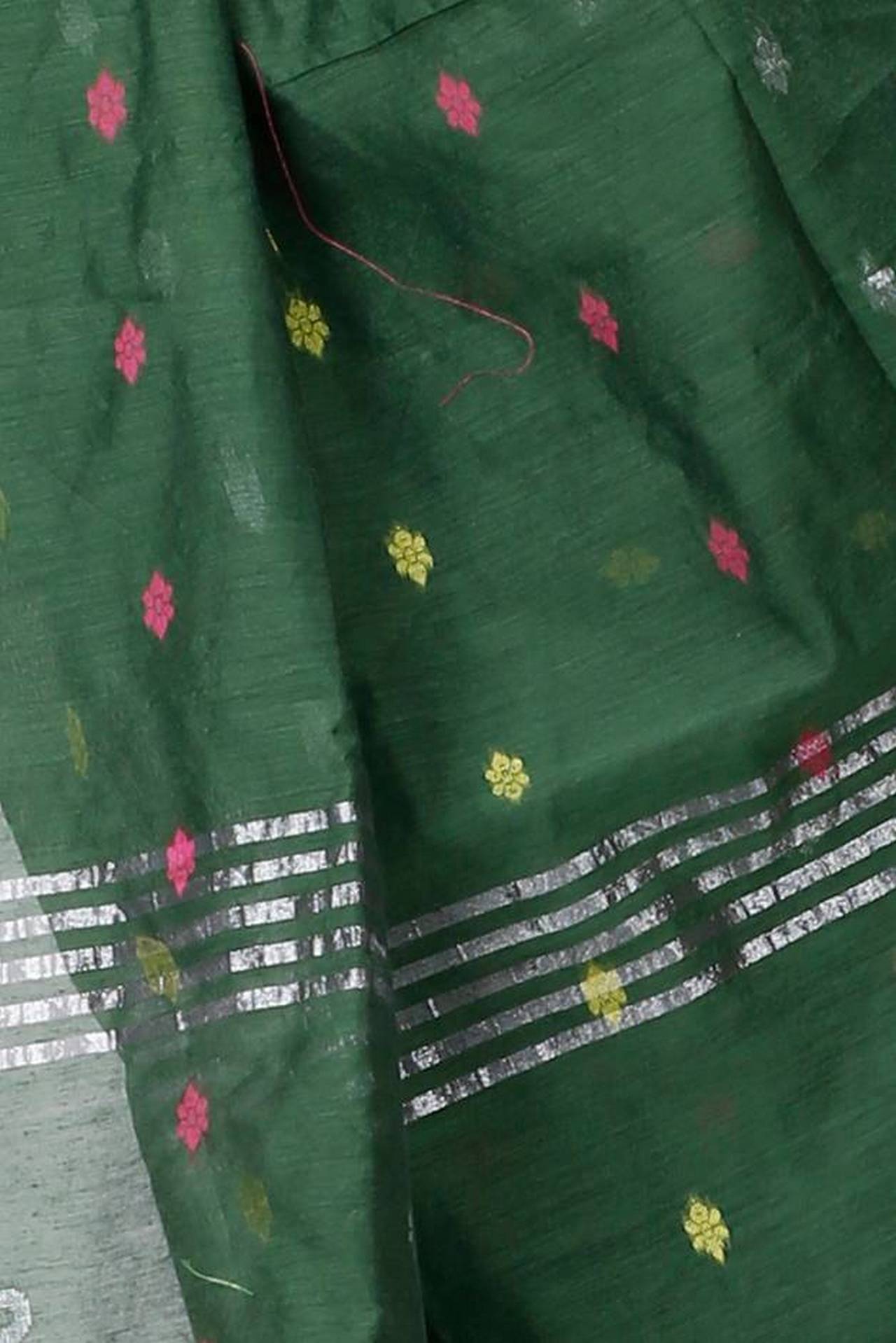 Botel Green Blended Cotton Nisa Hand Loom Saree (1371)