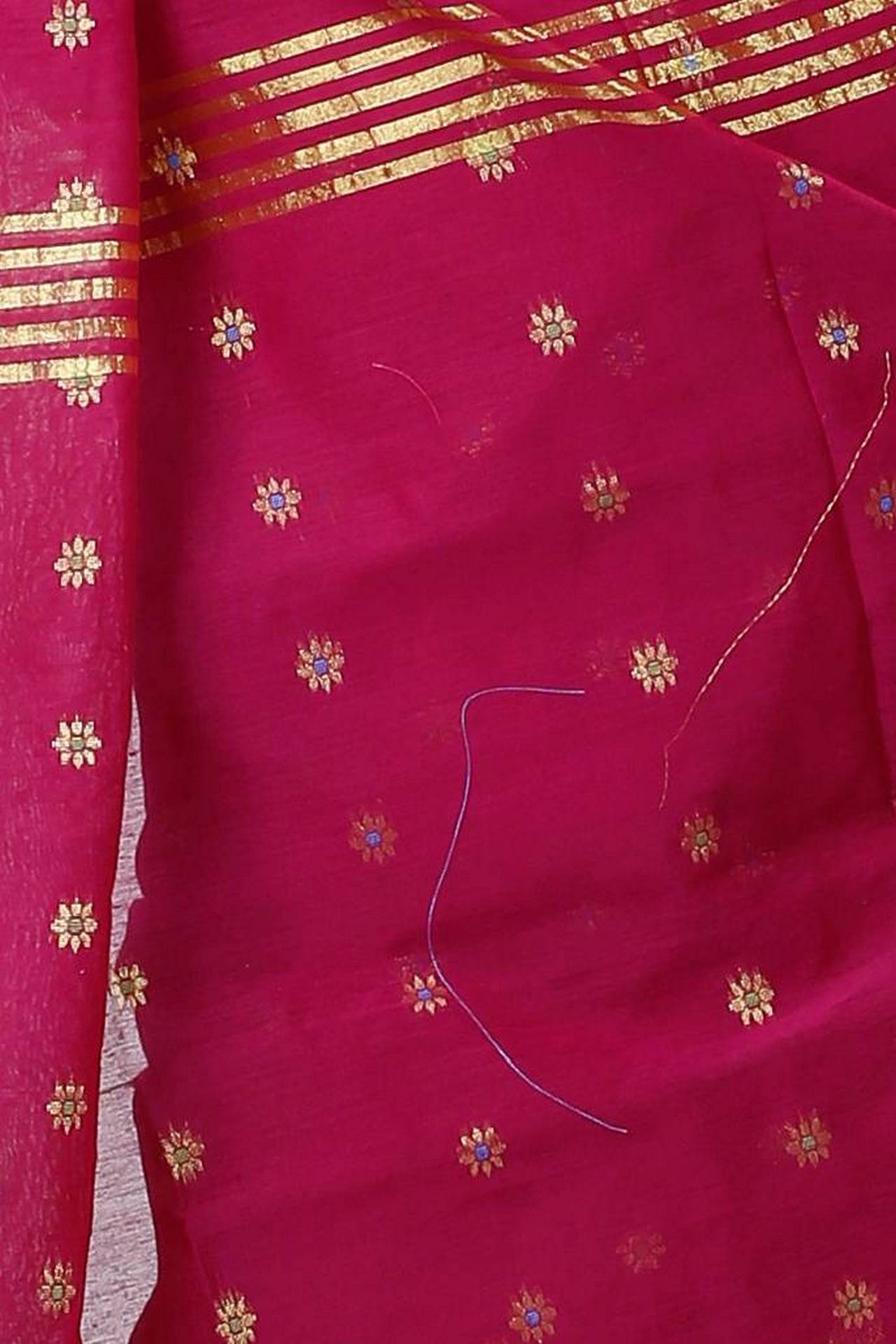 Purple Blended Cotton Neel Hand Loom Saree (1372)