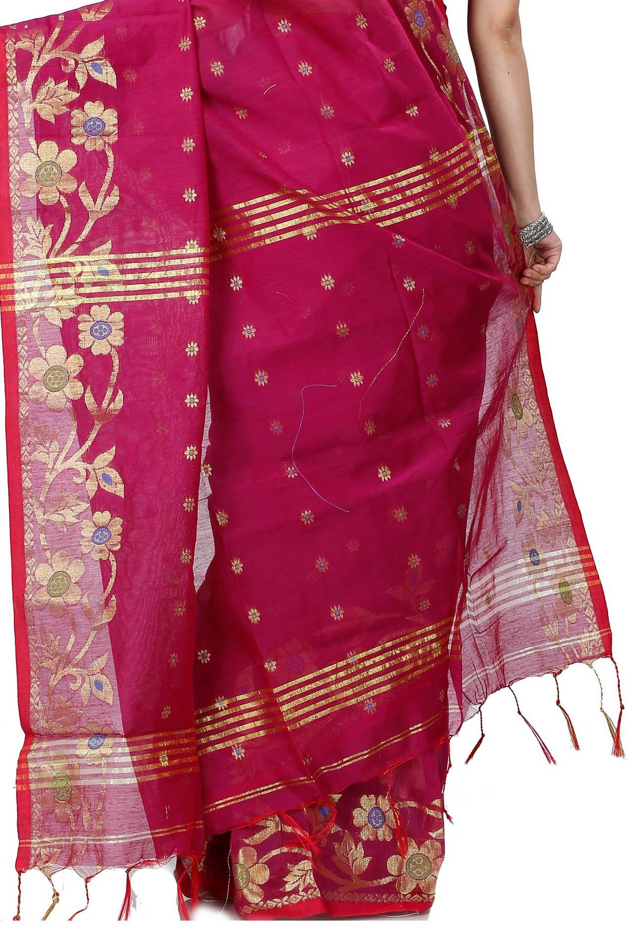 Purple Blended Cotton Neel Hand Loom Saree (1372)