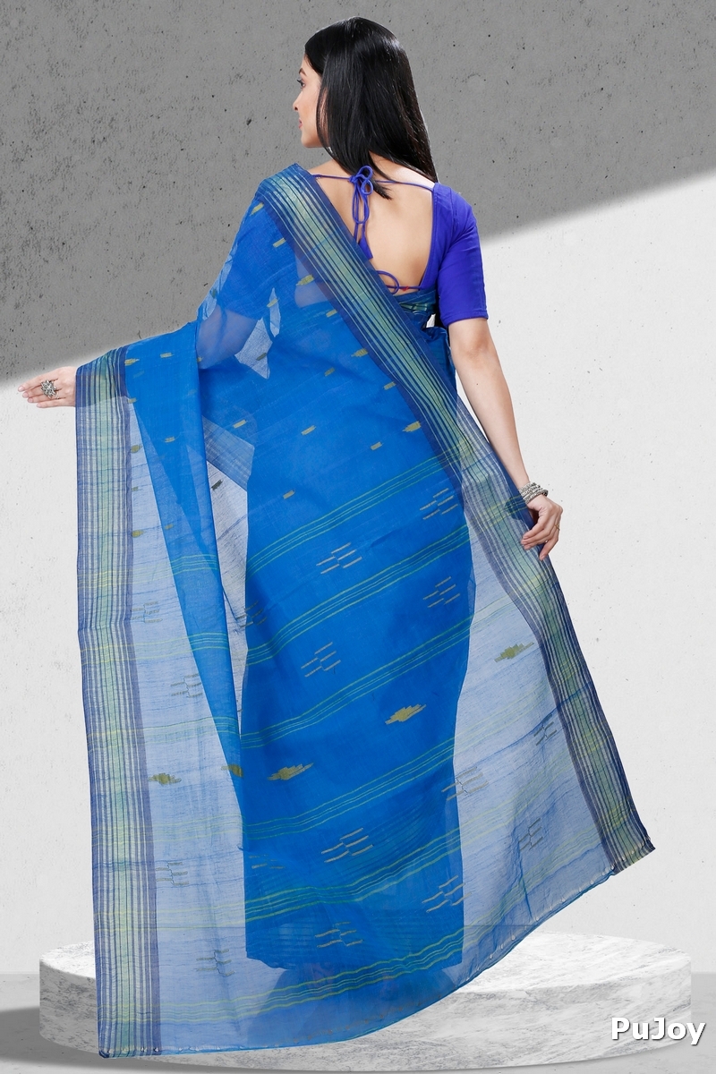 Blue Pure Cotton Naman Tant Saree (1376)