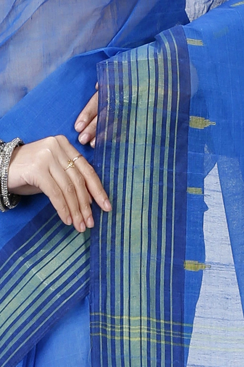 Blue Pure Cotton Naman Tant Saree (1376)