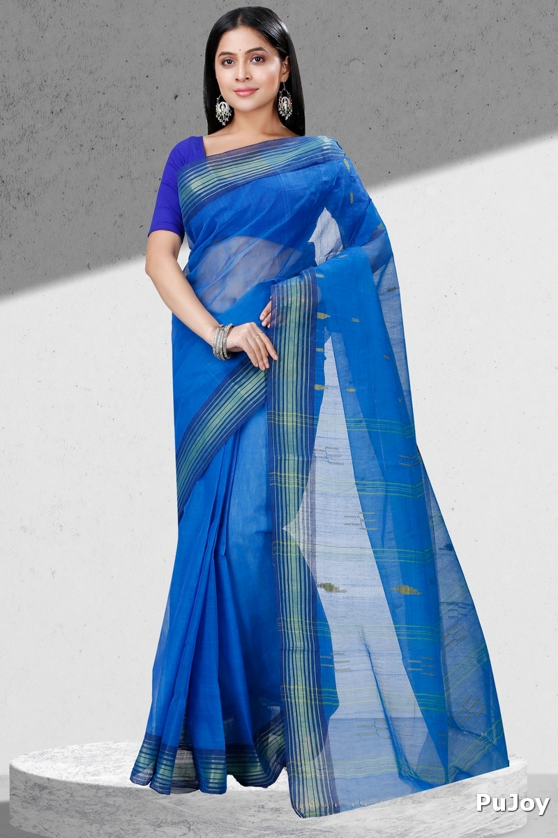 Blue Pure Cotton Naman Tant Saree (1376)
