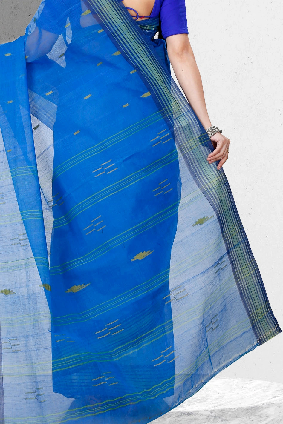 Blue Pure Cotton Naman Tant Saree (1376)