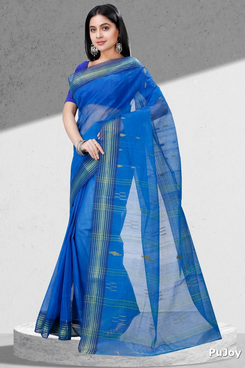 Blue Pure Cotton Naman Tant Saree (1376)