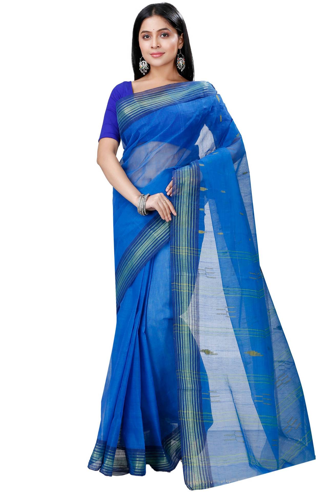 Blue Pure Cotton Naman Tant Saree (1376)