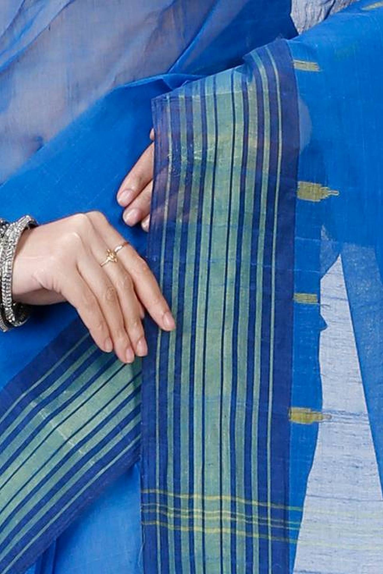 Blue Pure Cotton Naman Tant Saree (1376)