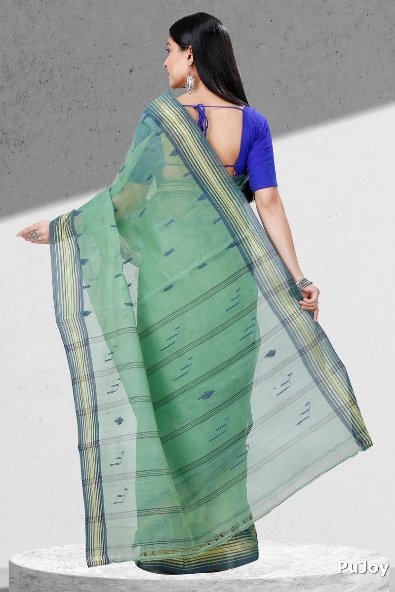 Dark Green Pure Cotton Naman Tant Saree (1377)