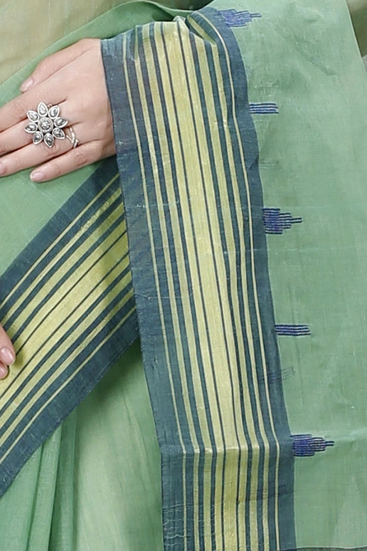 Dark Green Pure Cotton Naman Tant Saree (1377)