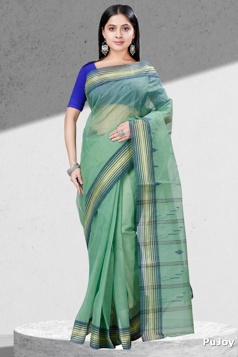 Dark Green Pure Cotton Naman Tant Saree (1377)
