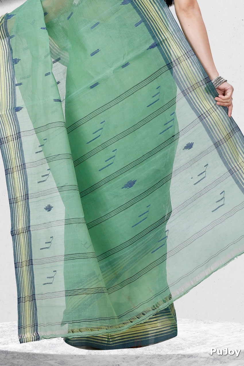 Dark Green Pure Cotton Naman Tant Saree (1377)