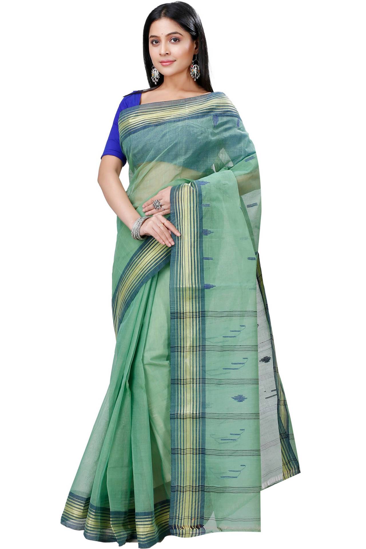 Dark Green Pure Cotton Naman Tant Saree (1377)