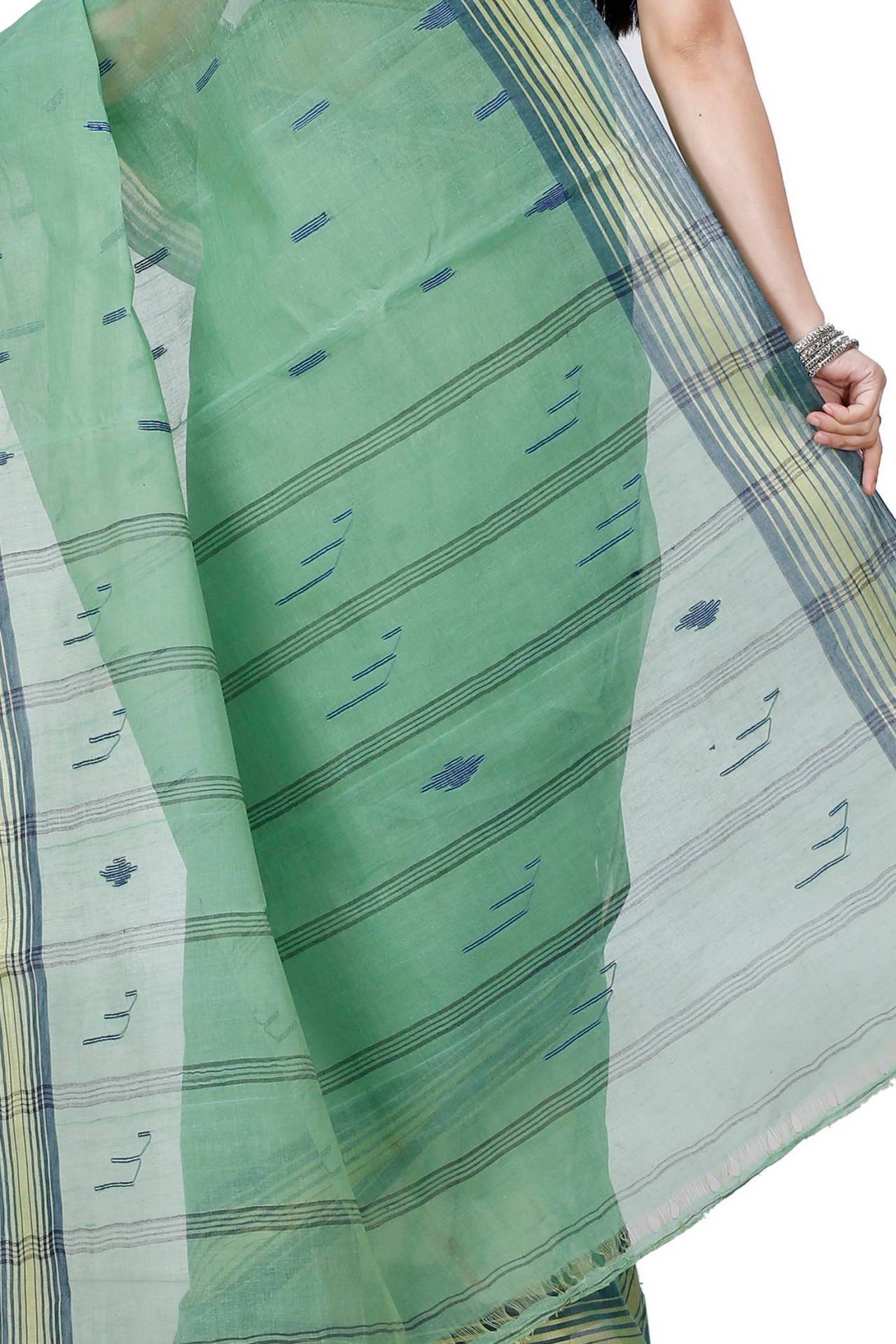 Dark Green Pure Cotton Naman Tant Saree (1377)