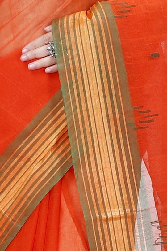 Orange Pure Cotton Naman Tant Saree (1378)