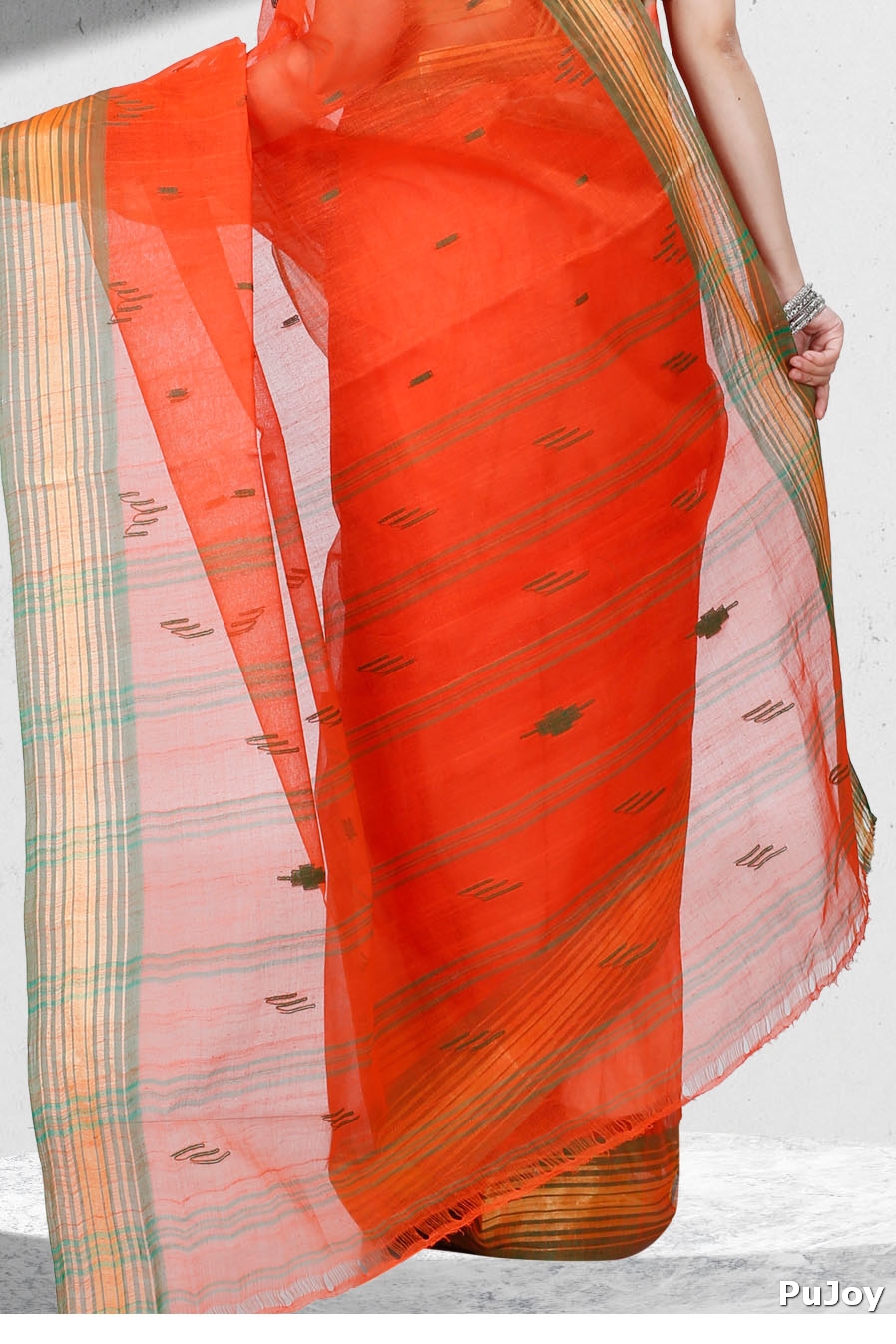 Orange Pure Cotton Naman Tant Saree (1378)