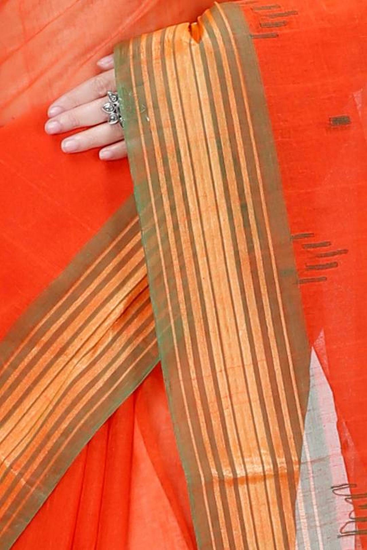 Orange Pure Cotton Naman Tant Saree (1378)
