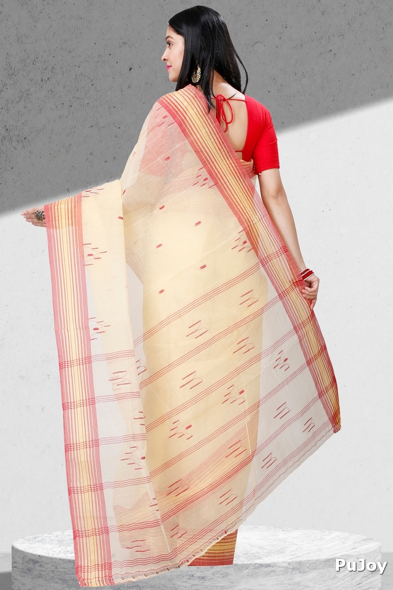 Cream Pure Cotton Naman Tant Saree (1379)