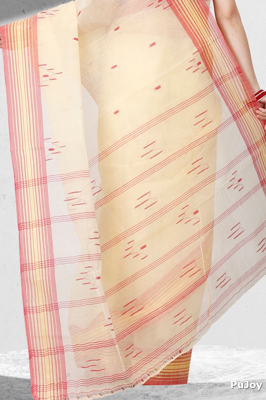 Cream Pure Cotton Naman Tant Saree (1379)
