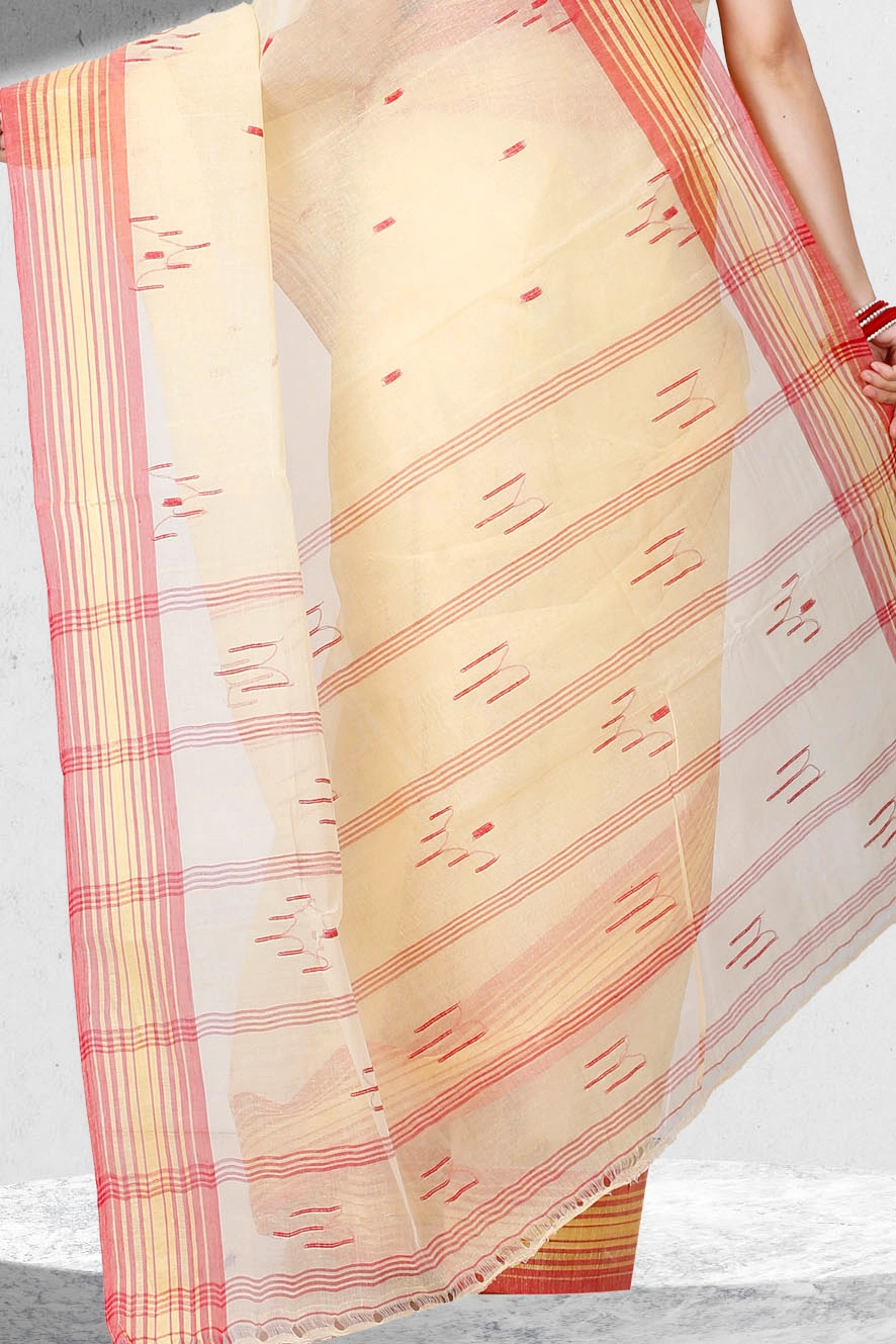 Cream Pure Cotton Naman Tant Saree (1379)
