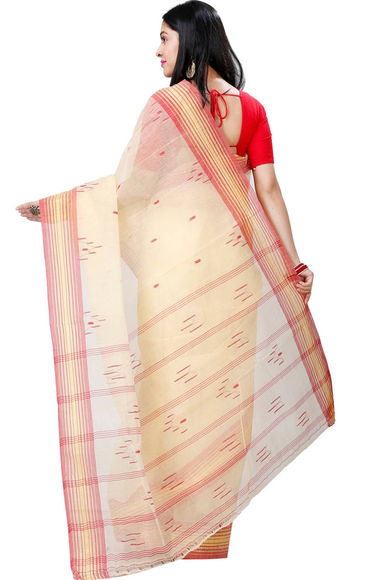 Cream Pure Cotton Naman Tant Saree (1379)
