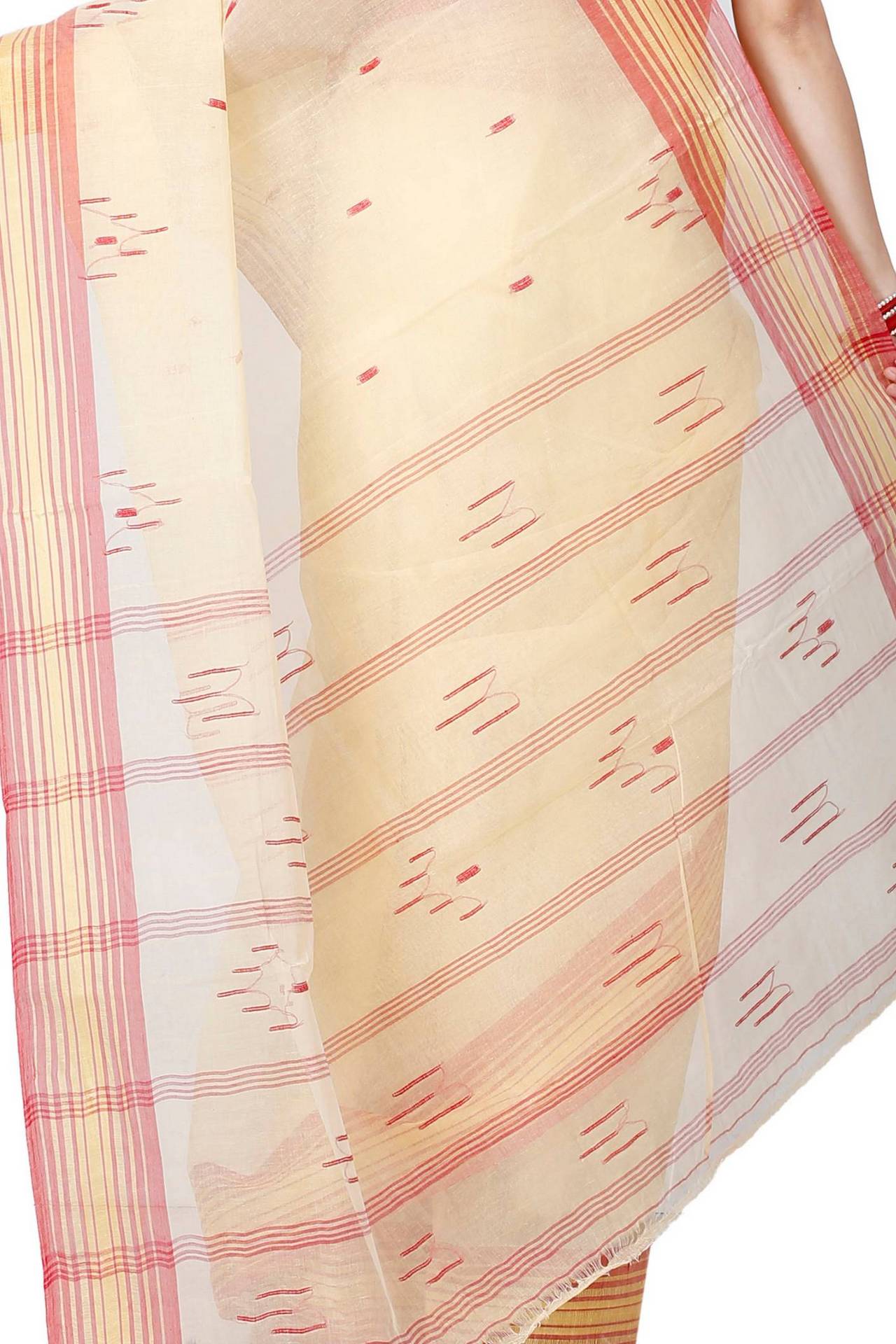 Cream Pure Cotton Naman Tant Saree (1379)