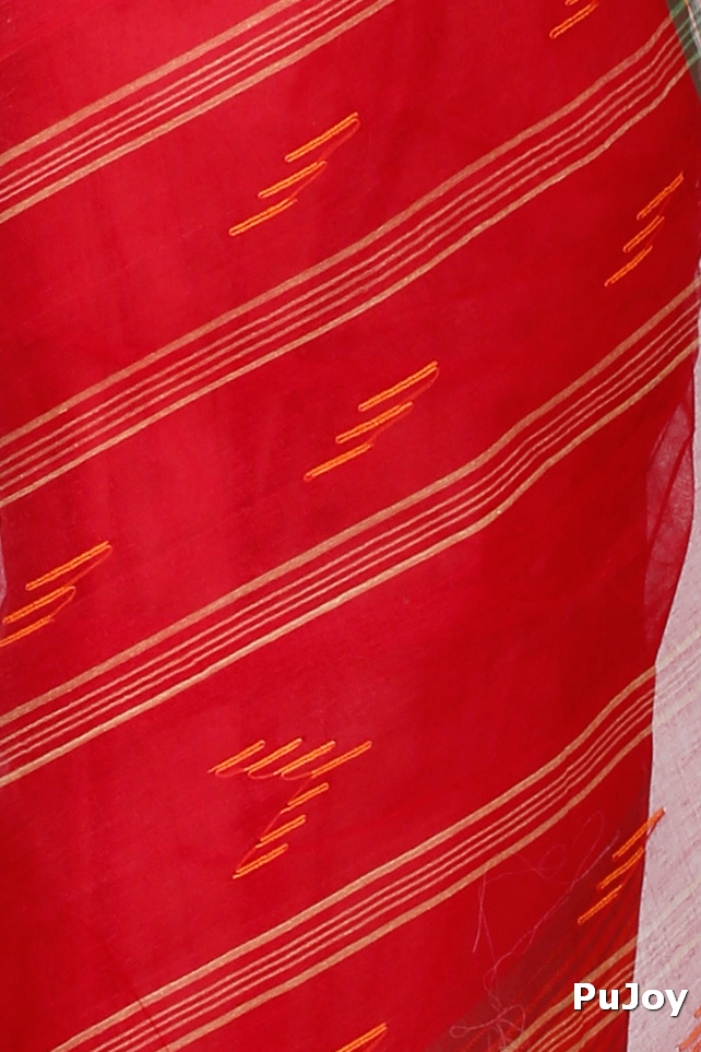 Red Pure Cotton Naman Tant Saree (1380)