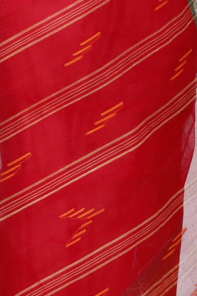 Red Pure Cotton Naman Tant Saree (1380)