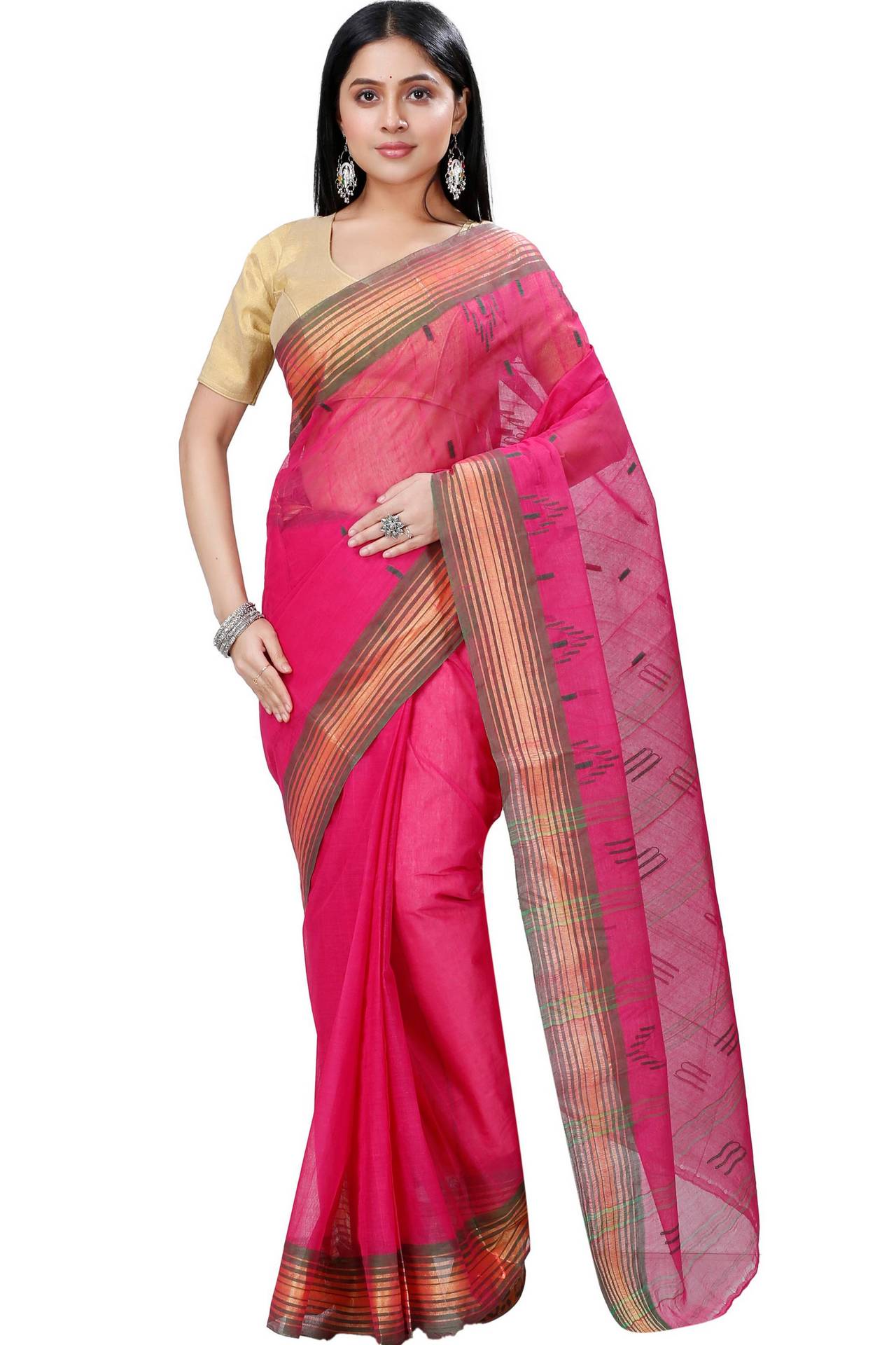 Pink Pure Cotton Naman Tant Saree (1381)