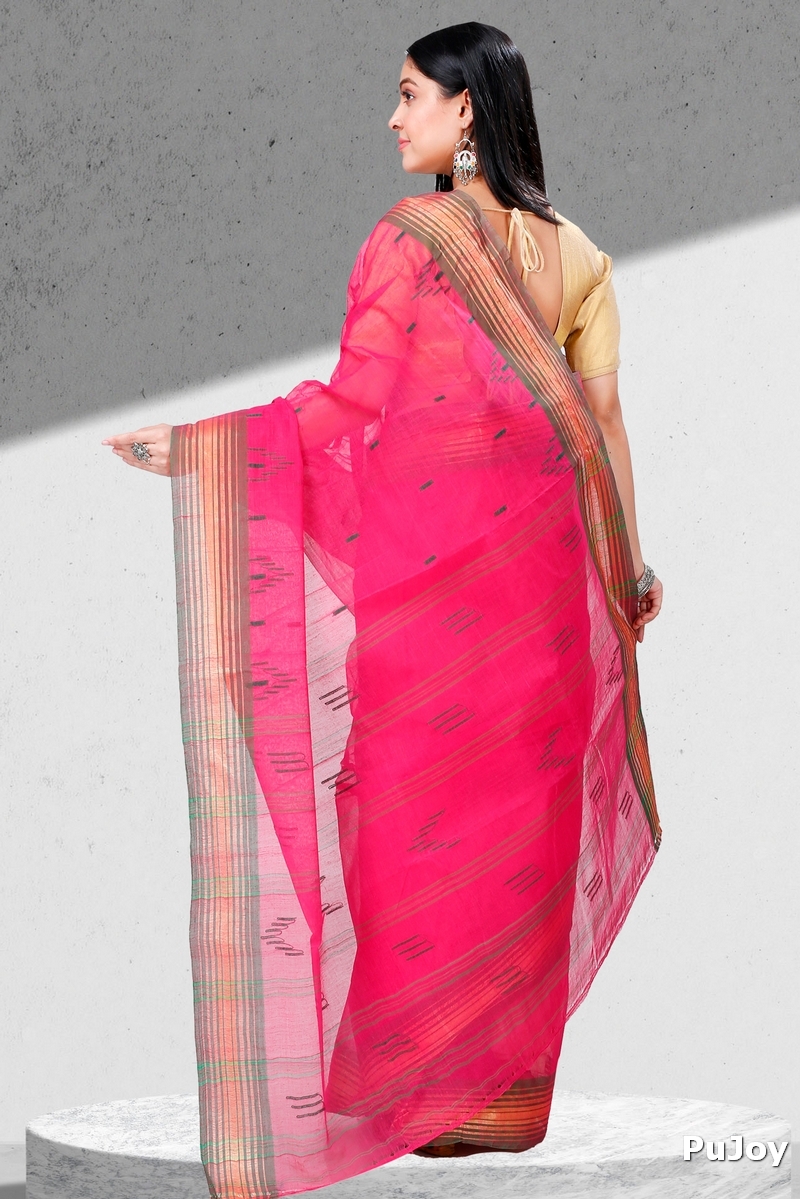 Pink Pure Cotton Naman Tant Saree (1381)