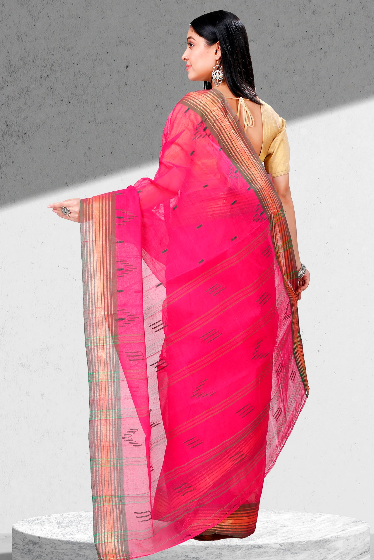 Pink Pure Cotton Naman Tant Saree (1381)