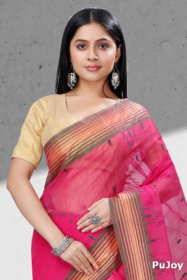 Pink Pure Cotton Naman Tant Saree (1381)