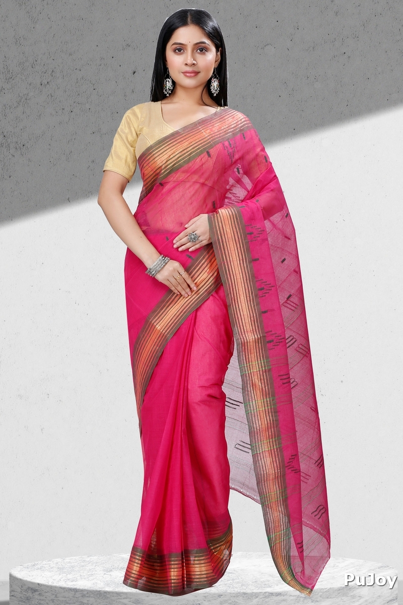 Pink Pure Cotton Naman Tant Saree (1381)