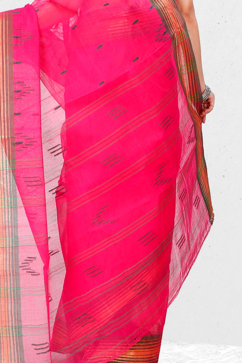 Pink Pure Cotton Naman Tant Saree (1381)