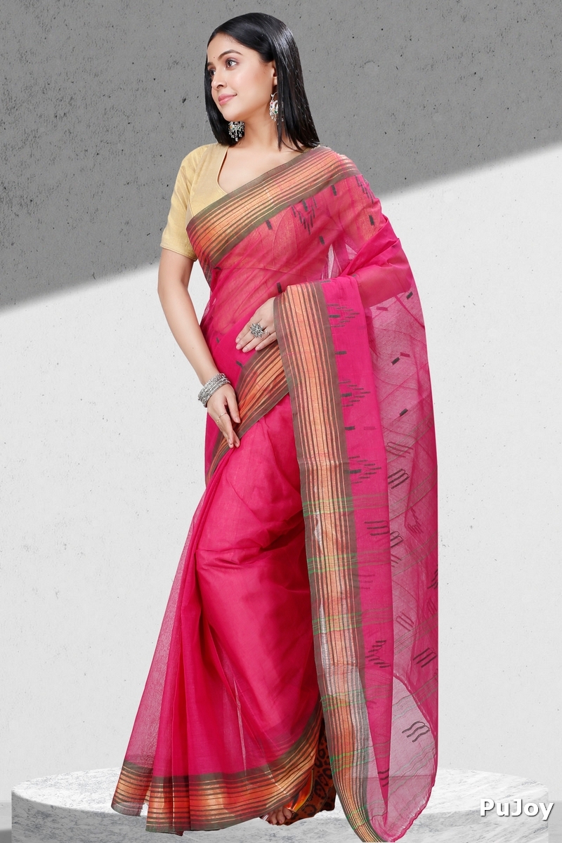 Pink Pure Cotton Naman Tant Saree (1381)