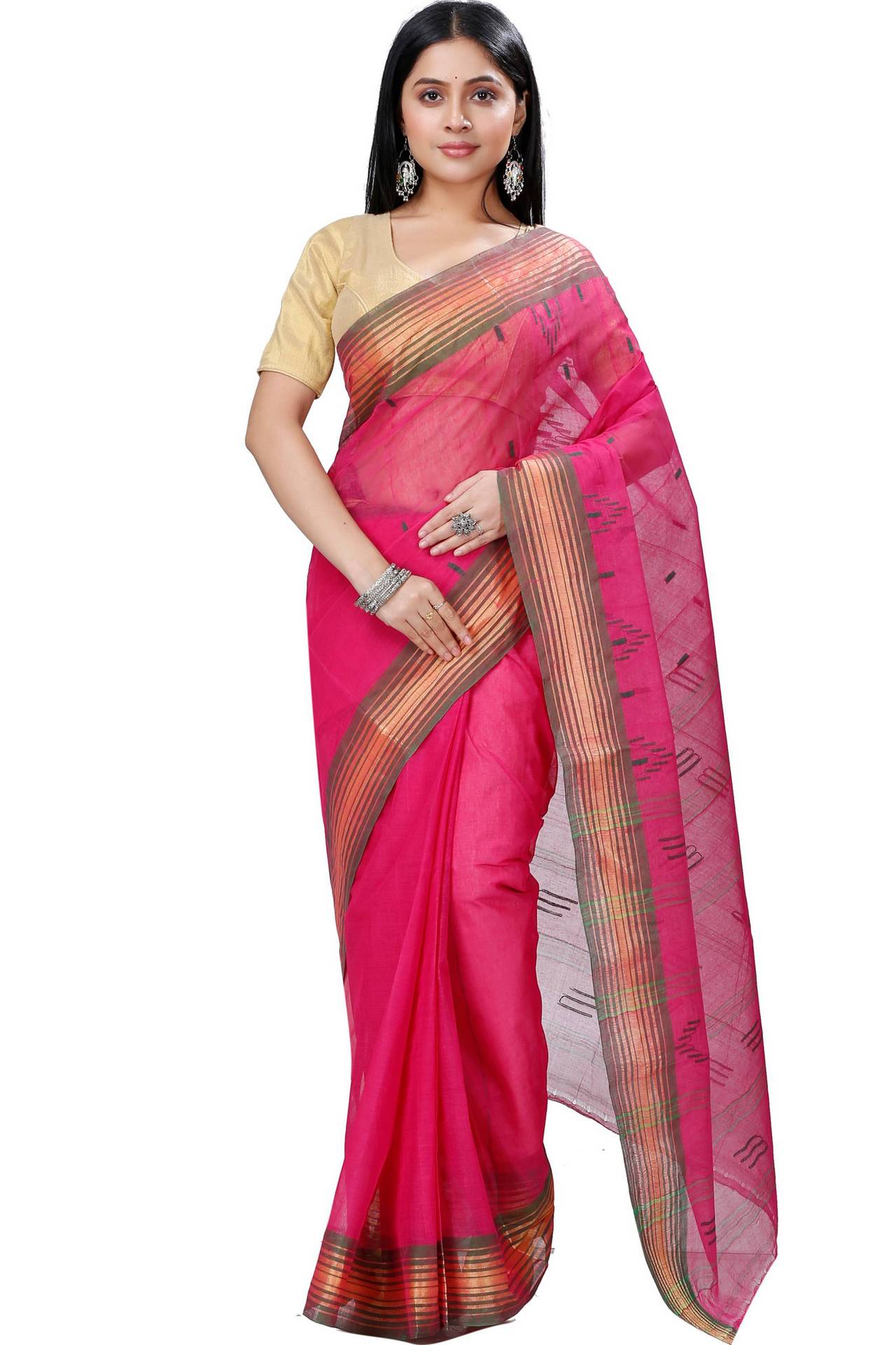 Pink Pure Cotton Naman Tant Saree (1381)