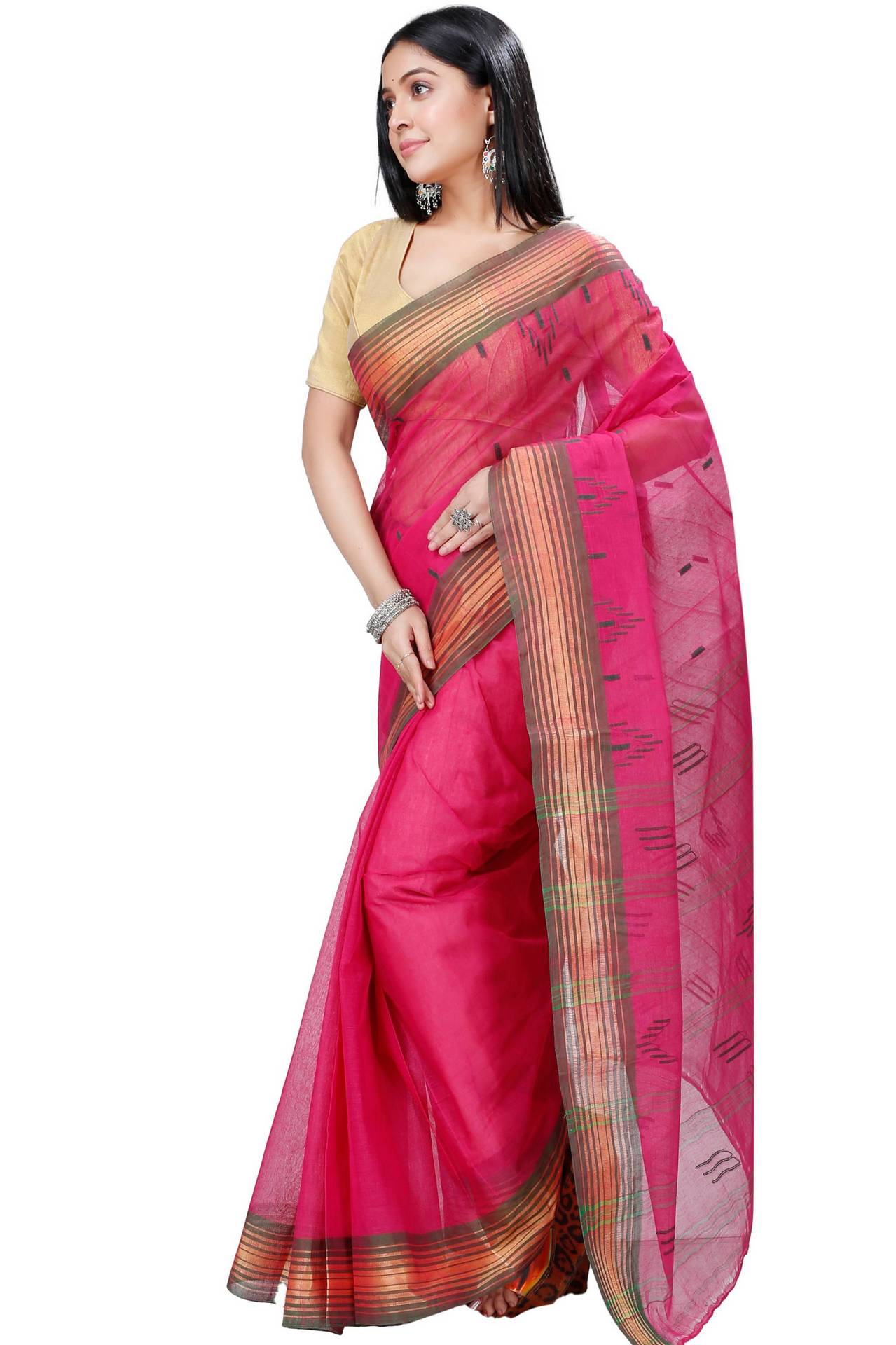 Pink Pure Cotton Naman Tant Saree (1381)