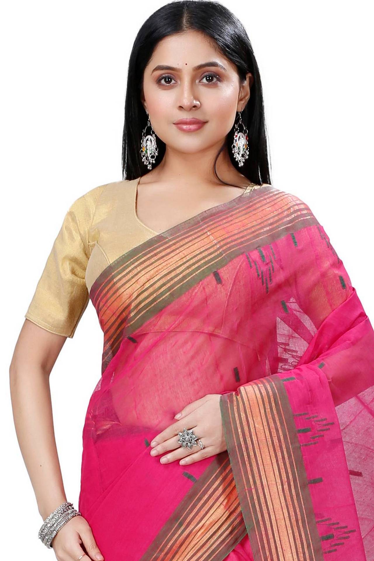 Pink Pure Cotton Naman Tant Saree (1381)
