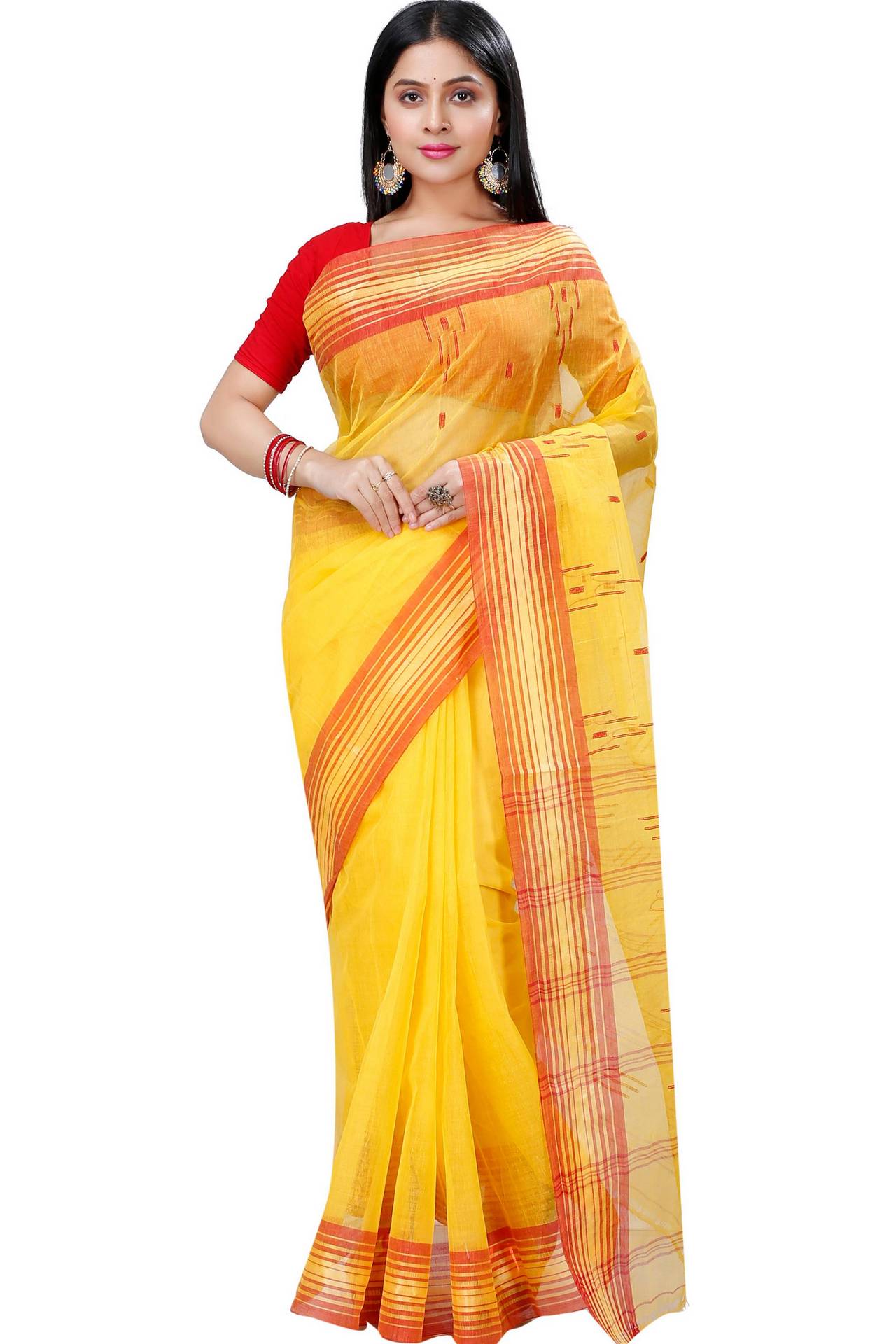 Yellow Pure Cotton Naman Tant Saree (1382)