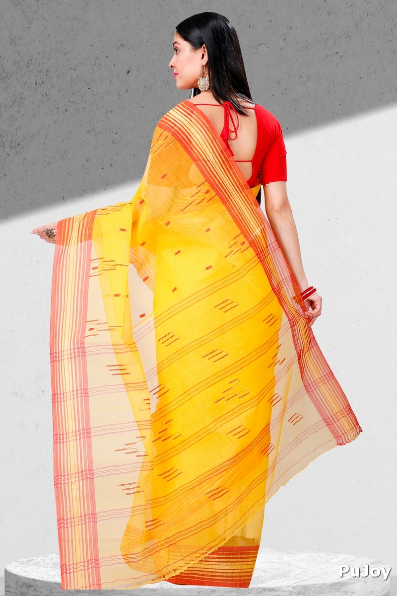 Yellow Pure Cotton Naman Tant Saree (1382)
