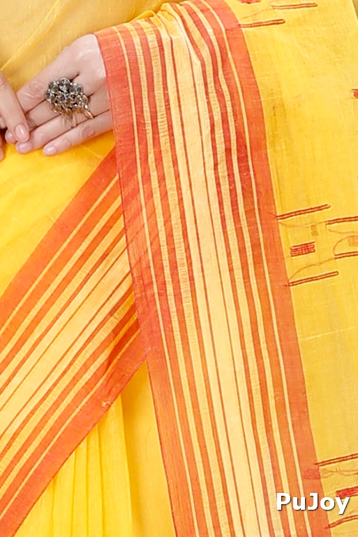 Yellow Pure Cotton Naman Tant Saree (1382)