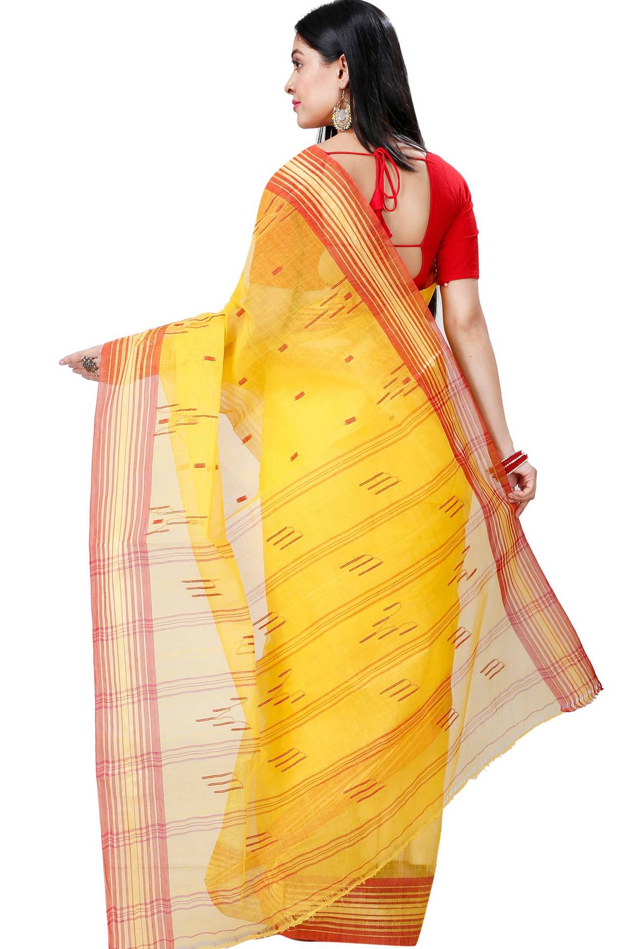 Yellow Pure Cotton Naman Tant Saree (1382)