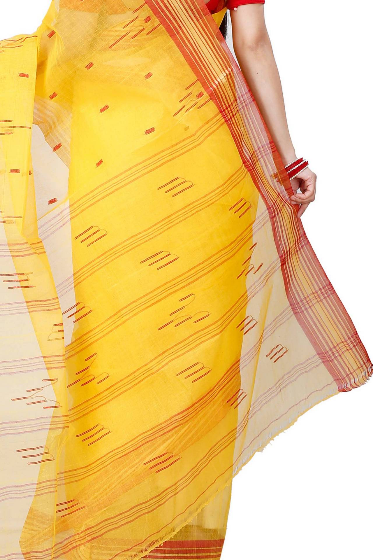 Yellow Pure Cotton Naman Tant Saree (1382)
