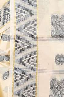 White Black Pure Cotton Gargi Tant Saree (1383)