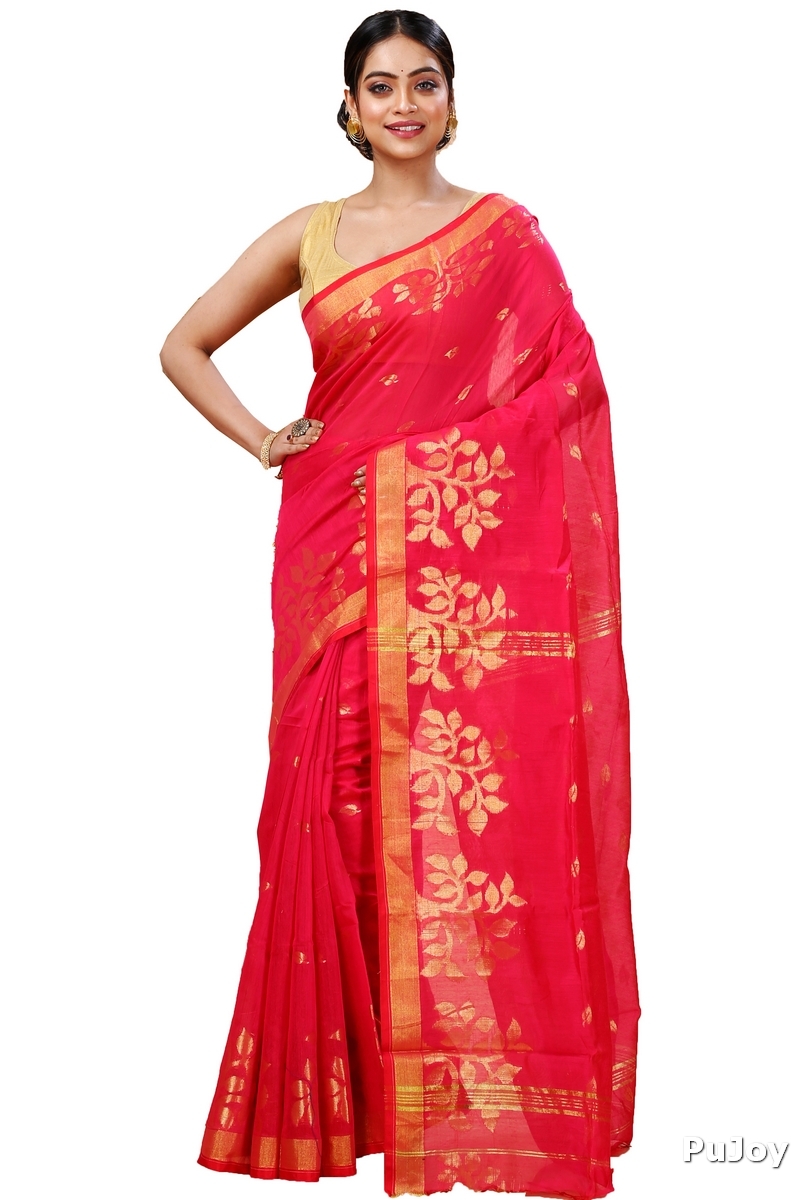 Pink Blended Cotton Tina Hand Loom Saree (1384)