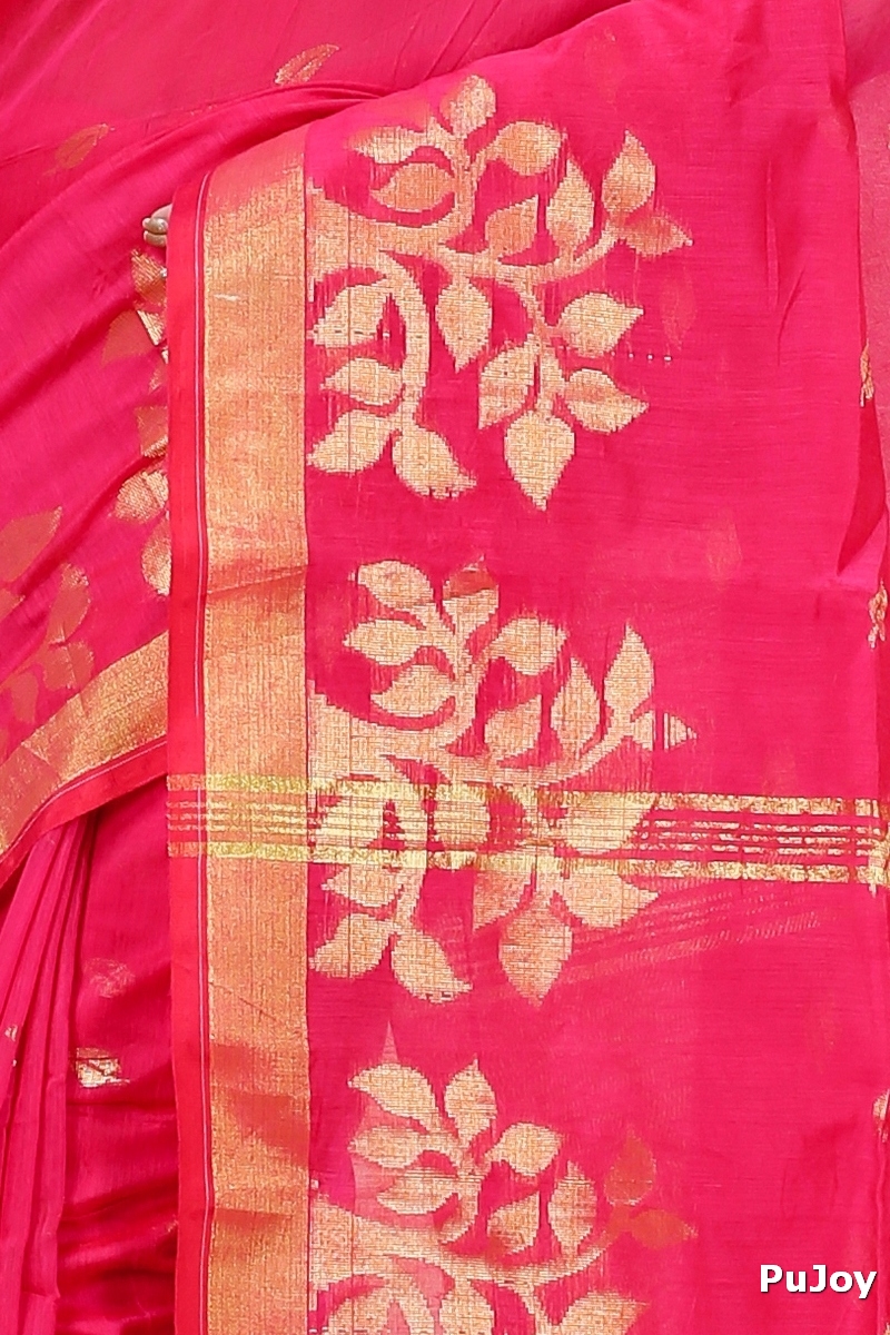 Pink Blended Cotton Tina Hand Loom Saree (1384)